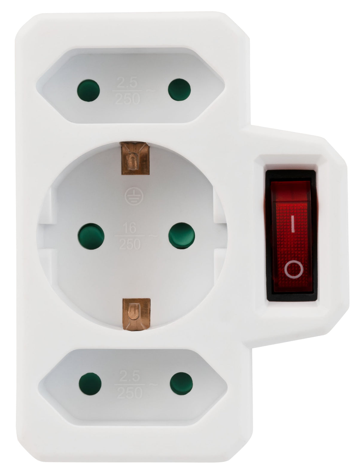 2er Set Steckdosen-Adapter 3-fach Schalter Mehrfachstecker Kindersicherung weiß 16A 250V