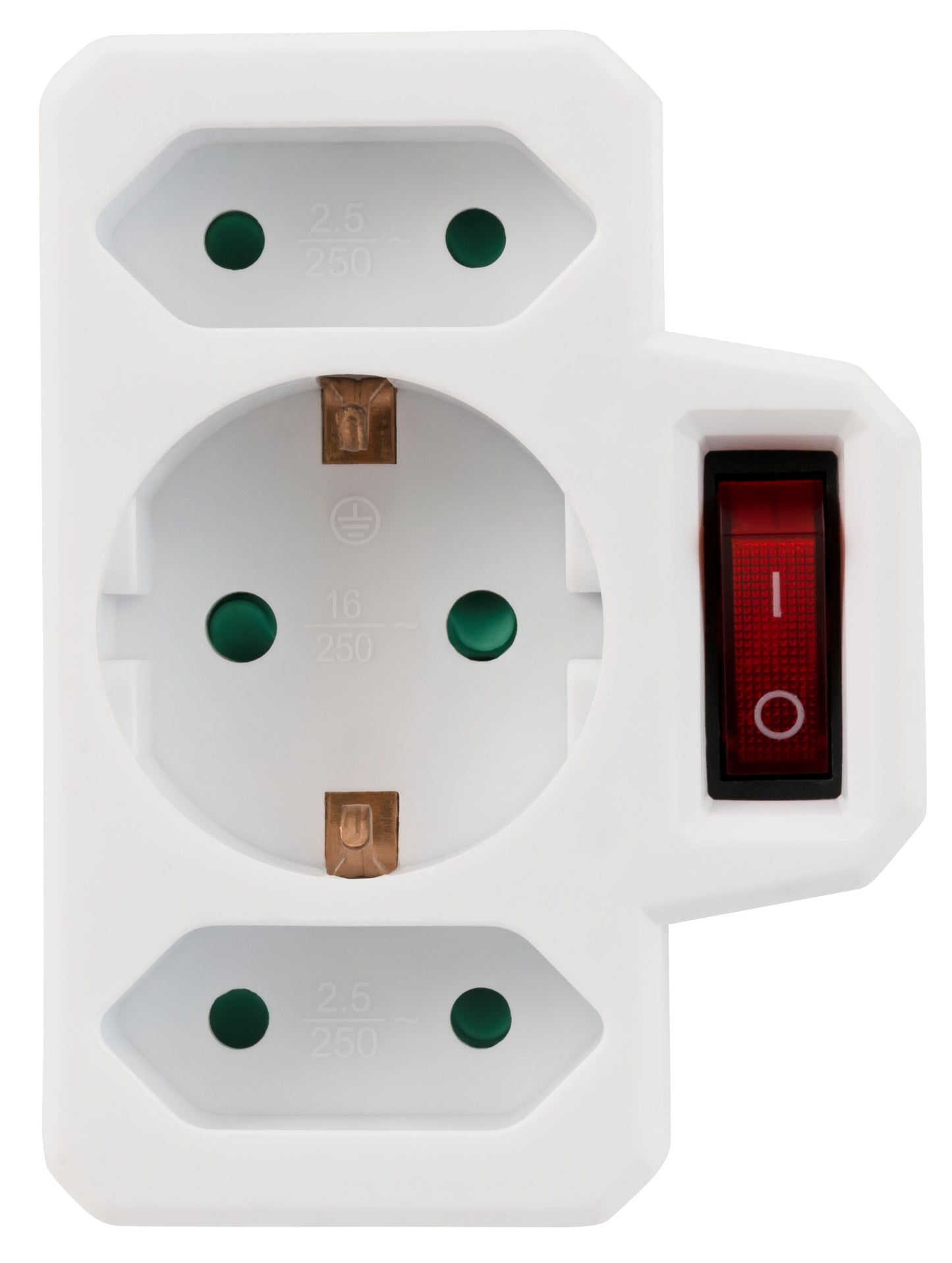 2er Set Steckdosen-Adapter 3-fach Schalter Mehrfachstecker Kindersicherung weiß 16A 250V