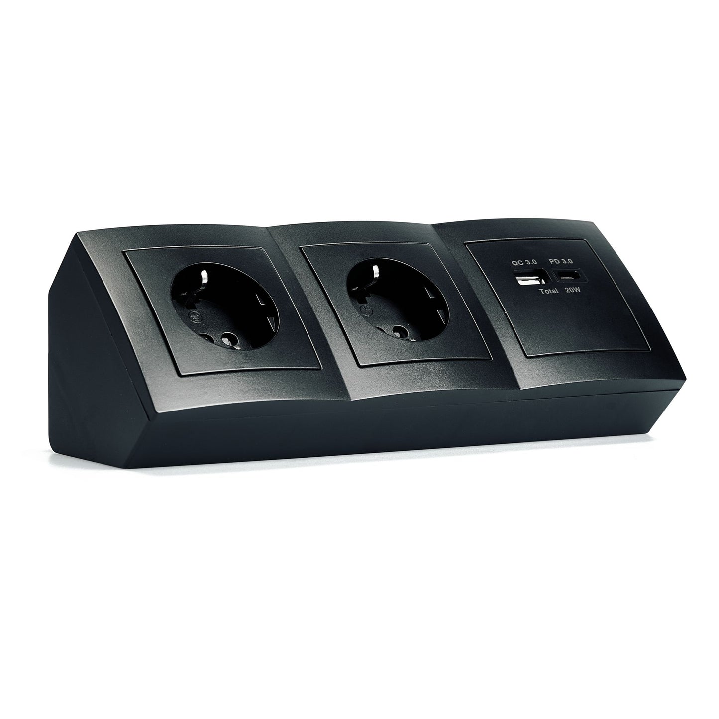 Möbel-Steckdose in mehrfacher Ausführung Küche Büro Mehrfachstecker Schwarz matt