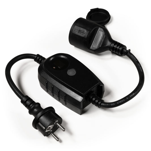 Zwischenstecker mit Dämmerungsschalter - IP44 auch für Außen geeignet - Zeitschaltuhr (1-9 Std.) und Kabel