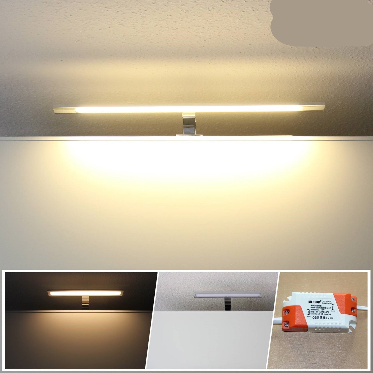 LED Schrankbeleuchtung Regalbeleuchtung Wohnzimmer neutralweiß Edelstahl Lichter 230V neu