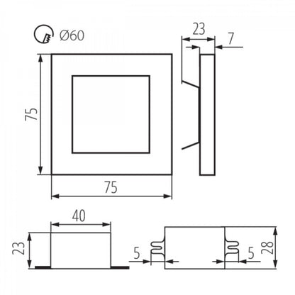 LED Treppenbeleuchtung eckig 230 Volt 1,3W Treppenleuchte Stufenlicht Wandlampe