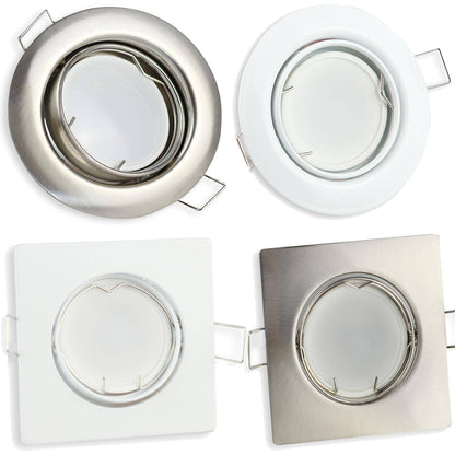 LED Einbaustrahler GU10 230 Volt 1-9 Watt rund eckig Einbauspot 75mm Lochmaß