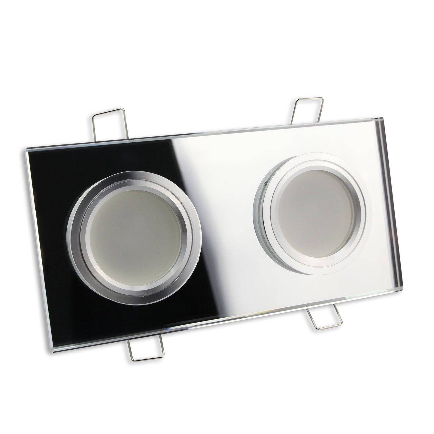 Einbaurahmen GU10 MR16 Glas eckig zweifach Rahmen Einbauleuchte Spot LED Halogen