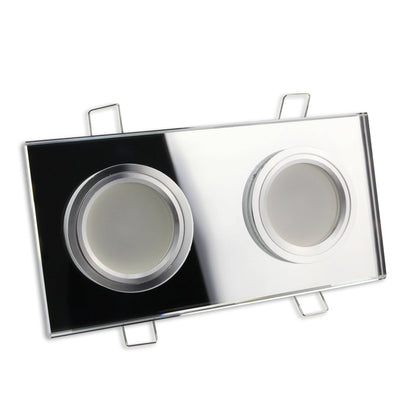 Einbaurahmen GU10 MR16 Glas eckig zweifach Rahmen Einbauleuchte Spot LED Halogen