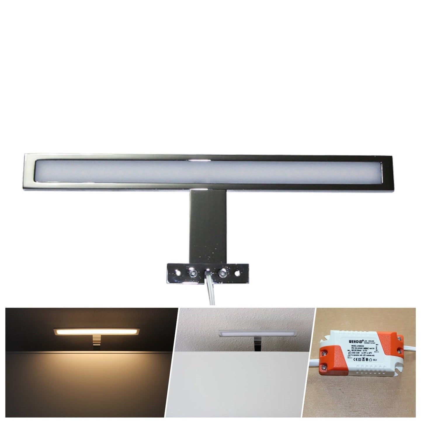 LED Schrankbeleuchtung Regalbeleuchtung Wohnzimmer neutralweiß Edelstahl Lichter 230V neu