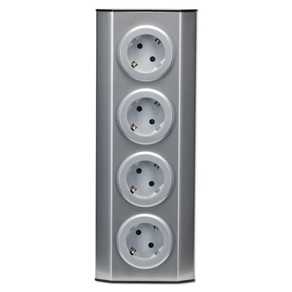 Mehrfachsteckdose 4-fach silber Steckdosenverteiler Steckdosenadapter