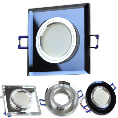Einbaurahmen GU10 MR16 Glas Rahmen Einbaustrahler 75mm Einbau-Spot LED Halogen