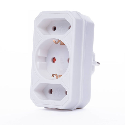 Steckdosen-Adapter 3-fach Mehrfachstecker Kindersicherung weiß schwarz 16A 250V
