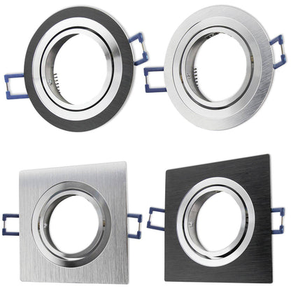 Einbaurahmen eckig rund GU10 MR16 schwenkbar Gehäuse 68mm Einbaustrahler Spot