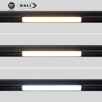 Trano 48V CCT Magnet Schienenleuchte 12W/20W dimmbar – DALI‑2, 2700‑6000K, 120° Winkel, Aluminium, Opaler Diffusor, UGR22, Schwarz