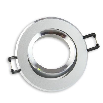 Einbaurahmen GU10 MR16 rund eckig silberRahmen Einbauleuchte Ø70-75mm Bohrloch