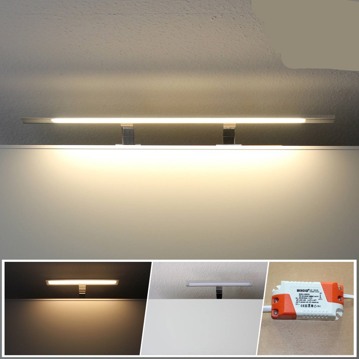 LED Schrankbeleuchtung Regalbeleuchtung Wohnzimmer neutralweiß Edelstahl Lichter 230V neu