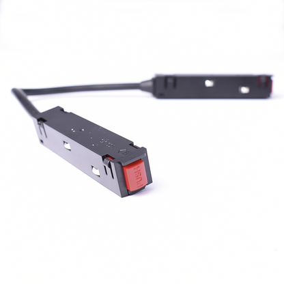 Trano 48V Verbinder‑Set für Magnetschienen 20 mm – Linearverbinder 125×15 mm & Eckverbinder 90° mit 195 mm Kabel – Schwarz, kompatibel mit Aufbau/Einbau/Trimless