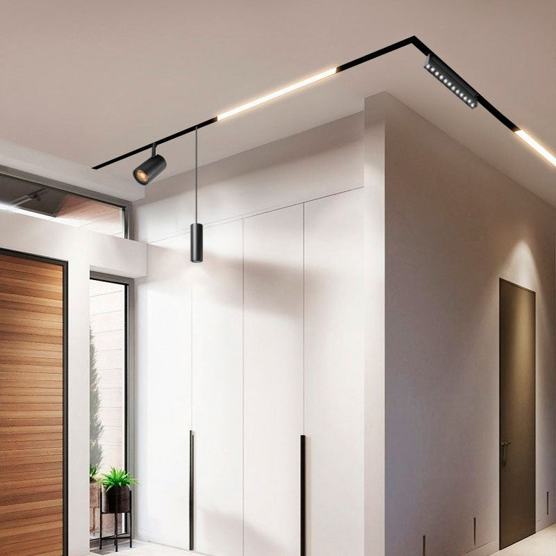 Trano 48V Verbinder‑Set für Magnetschienen 20 mm – Linearverbinder 125×15 mm & Eckverbinder 90° mit 195 mm Kabel – Schwarz, kompatibel mit Aufbau/Einbau/Trimless