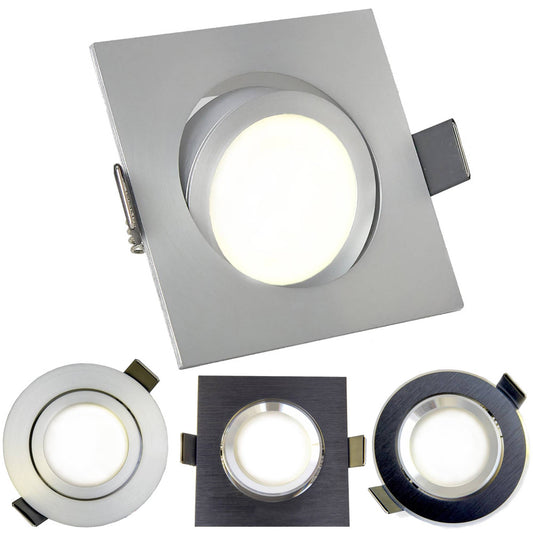 LED Einbaustrahler GU10 230 Volt 1-9W rund eckig Einbauspot 70mm Bohrloch