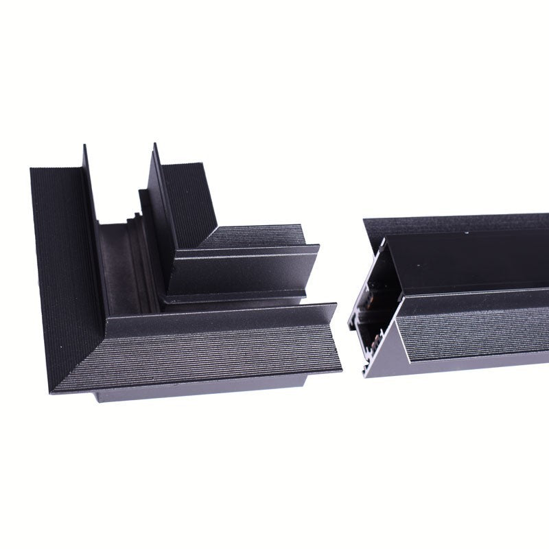 Trano Verbinder für 20 mm Einbau‑Magnetschienen – L, T & X – 90° Verbindungen, Aluminium, IP20, Schwarz, inkl. Montagezubehör, magnetisches 48V System