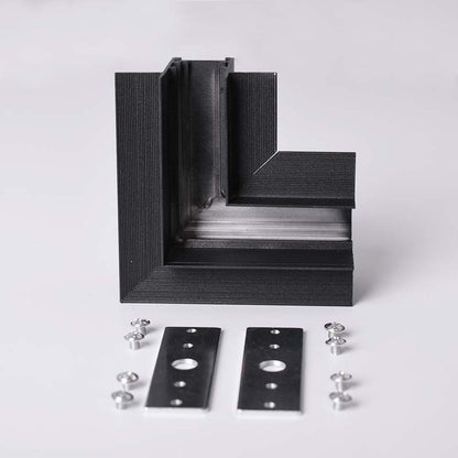 Trano Verbinder für 20 mm Einbau‑Magnetschienen – L, T & X – 90° Verbindungen, Aluminium, IP20, Schwarz, inkl. Montagezubehör, magnetisches 48V System