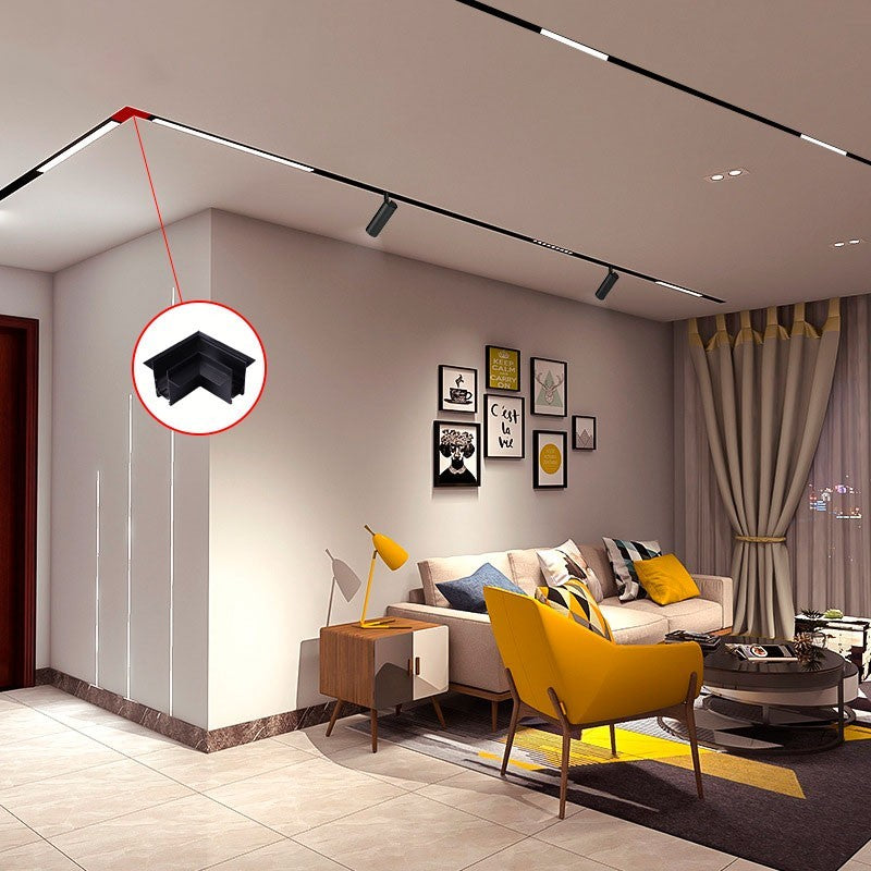 Trano Verbinder für 20 mm Einbau‑Magnetschienen – L, T & X – 90° Verbindungen, Aluminium, IP20, Schwarz, inkl. Montagezubehör, magnetisches 48V System