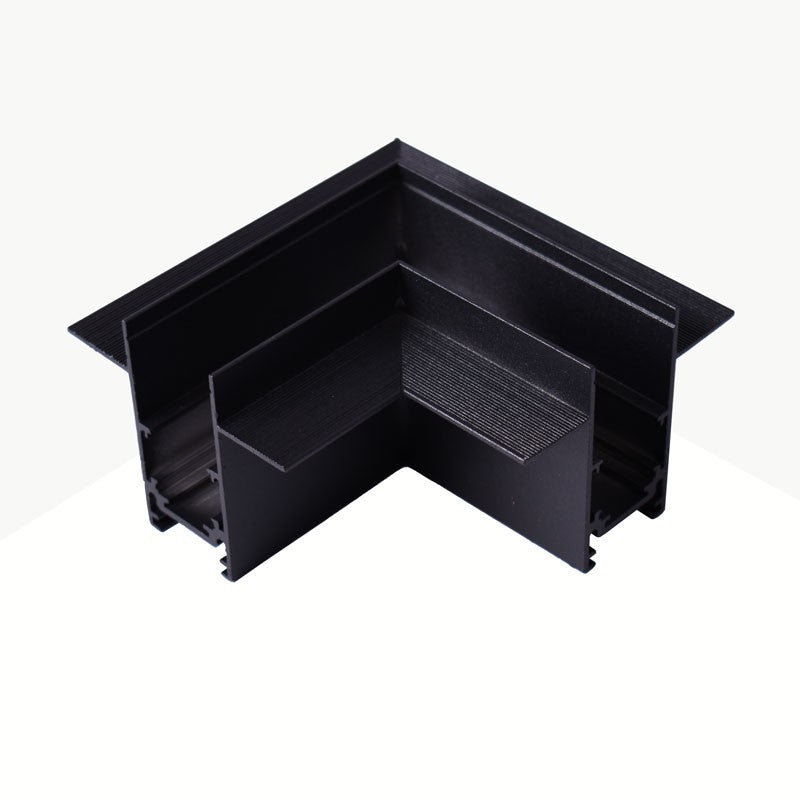 Trano Verbinder für 20 mm Einbau‑Magnetschienen – L, T & X – 90° Verbindungen, Aluminium, IP20, Schwarz, inkl. Montagezubehör, magnetisches 48V System