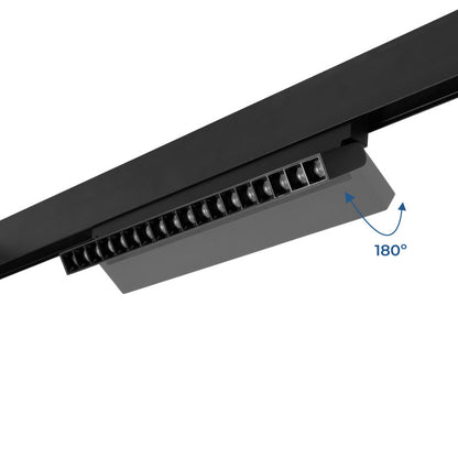 Trano 48V Magnet‑Schienenstrahler CCT 12W/18W DALI‑2 dimmbar UGR18, 24° Spot, CRI 95, schwenkbar – Linear LED Lampe Schwarz