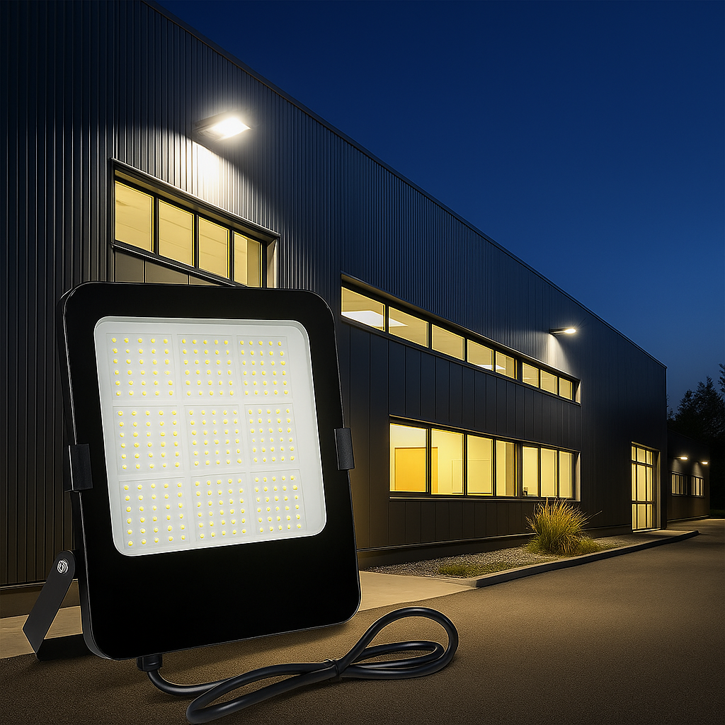 100 Watt LED-Fluter, Industrie-LED-Fluter  (4000K, 14000lm, IP66) für Produktion, Parkplätze & Co.