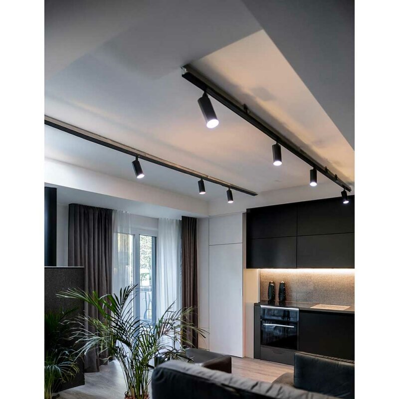 LED 3-Phasen Stromschienenstrahler Schwarz 14-29W 3200lm CCT 3000K/4000K/6000K 36°/60°