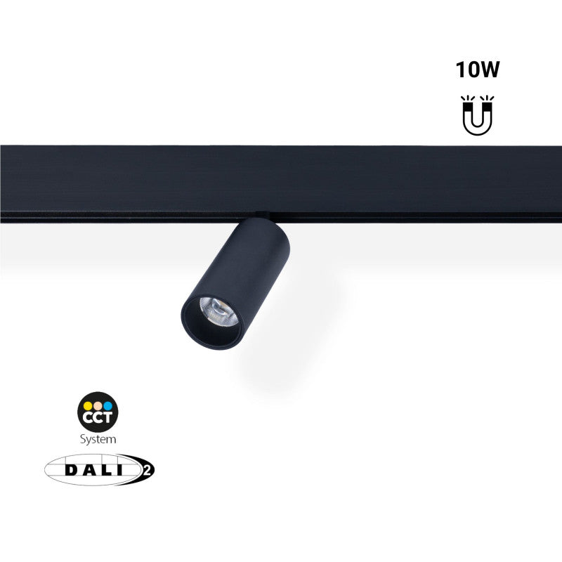 Trano 48V LED Strahler Magnet Schienensystem 10W/20W DALI‑2 dimmbar CCT 2700‑6000K CRI90 36° schwenkbar Schwarz