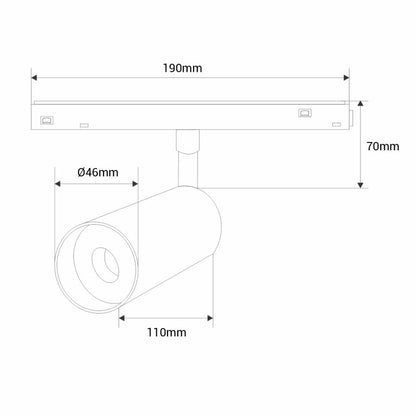 Trano 48V LED Strahler Magnet Schienensystem 10W/20W DALI‑2 dimmbar CCT 2700‑6000K CRI90 36° schwenkbar Schwarz
