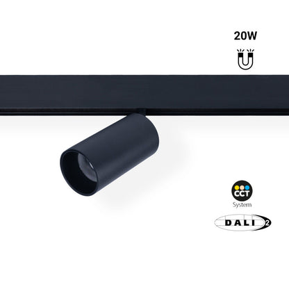 Trano 48V LED Strahler Magnet Schienensystem 10W/20W DALI‑2 dimmbar CCT 2700‑6000K CRI90 36° schwenkbar Schwarz
