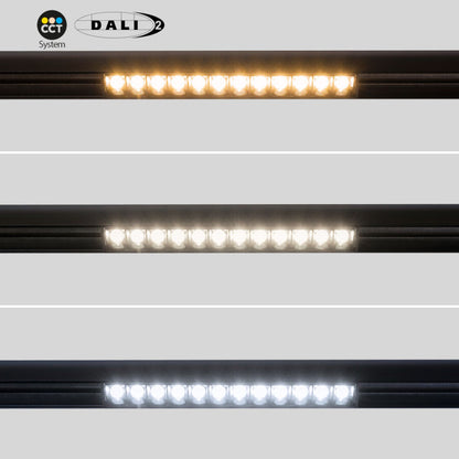 Trano 48V Magnet Schienensystem LED CCT Leuchte 12W/20W DALI‑2 dimmbar UGR18 – 2700‑6000K, 24° Spot, Aluminium, CE/ROHS