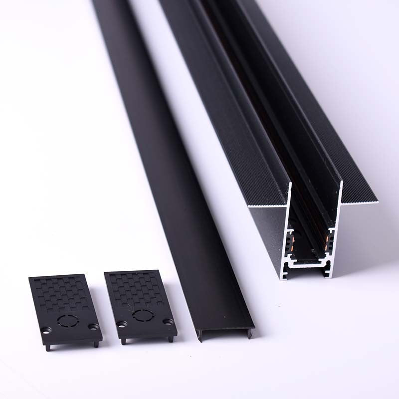 Trano Einbau‑Magnetschiene 20 mm Schwarz – 48V Magnet‑Stromschiene aus Aluminium, IP20, 1 m & 2 m, inkl. Abdeckung & Endkappen, CE/ROHS