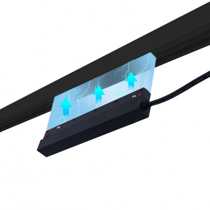 Trano 48V Netzteil für magnetisches 20‑mm Schienensystem – 100W / 200W, Aluminium, IP42, Schwarz, integrierbar, CE & RoHS zertifiziert