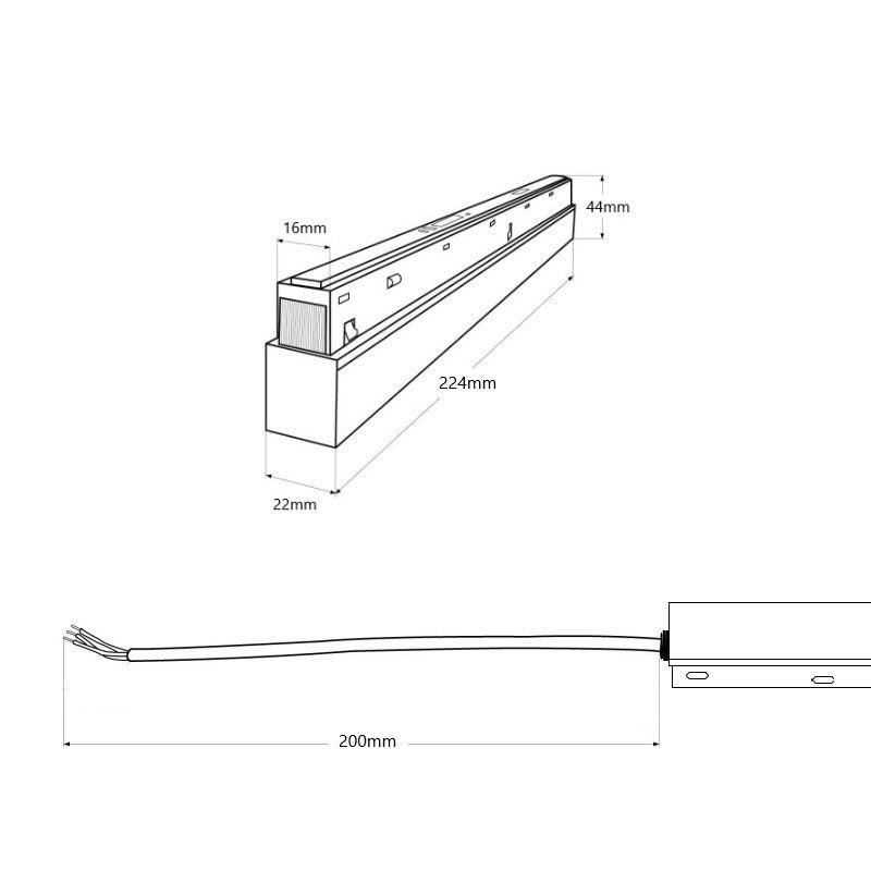 Trano 48V Netzteil für magnetisches 20‑mm Schienensystem – 100W / 200W, Aluminium, IP42, Schwarz, integrierbar, CE & RoHS zertifiziert