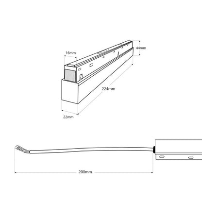 Trano 48V Netzteil für magnetisches 20‑mm Schienensystem – 100W / 200W, Aluminium, IP42, Schwarz, integrierbar, CE & RoHS zertifiziert