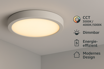 LED Deckenleuchte 12W 1080lm CCT 3000-5000K Rund – Perfekt für jeden Raum