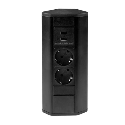 Steckdose schwarz Küche Büro 2-fach mit 2 USB Ecksteckdose