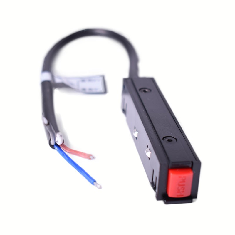 Trano 48V Einspeisung mit 300 mm Kabel für 20 mm Magnetschienen – DALI‑kompatibel, IP20, 90×15 mm, Schwarz