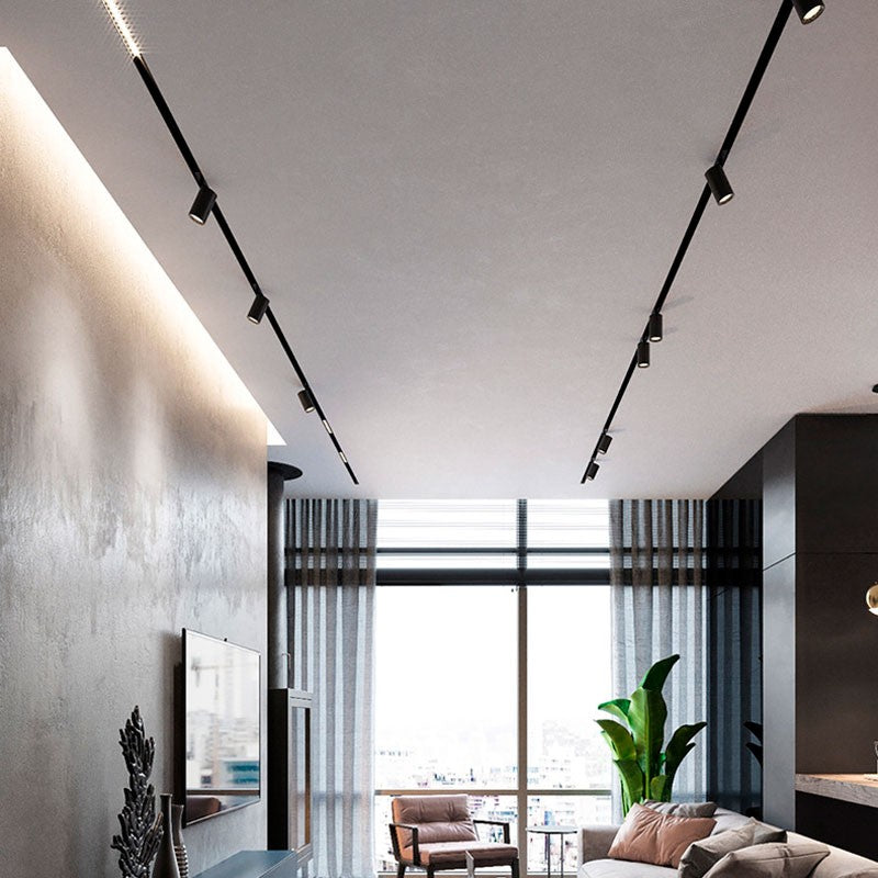 Trano 48V Einspeisung mit 300 mm Kabel für 20 mm Magnetschienen – DALI‑kompatibel, IP20, 90×15 mm, Schwarz