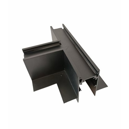 Trano Verbinder für 20 mm Einbau‑Magnetschienen – L, T & X – 90° Verbindungen, Aluminium, IP20, Schwarz, inkl. Montagezubehör, magnetisches 48V System