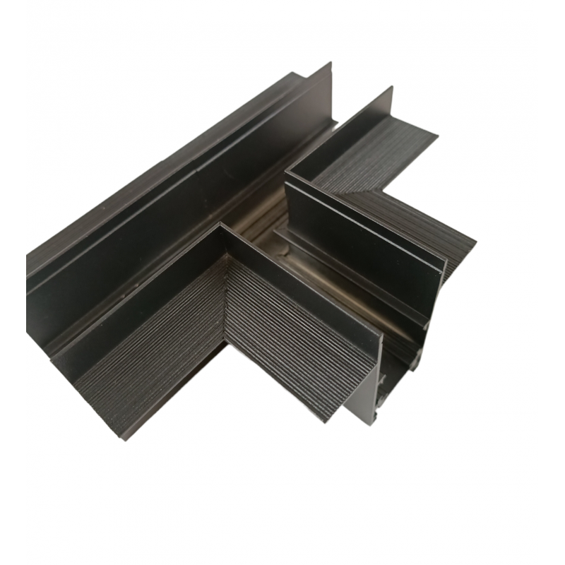 Trano Verbinder für 20 mm Einbau‑Magnetschienen – L, T & X – 90° Verbindungen, Aluminium, IP20, Schwarz, inkl. Montagezubehör, magnetisches 48V System