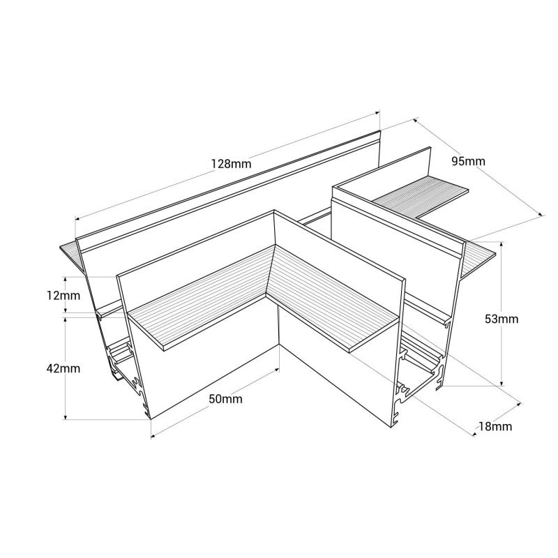 Trano Verbinder für 20 mm Einbau‑Magnetschienen – L, T & X – 90° Verbindungen, Aluminium, IP20, Schwarz, inkl. Montagezubehör, magnetisches 48V System