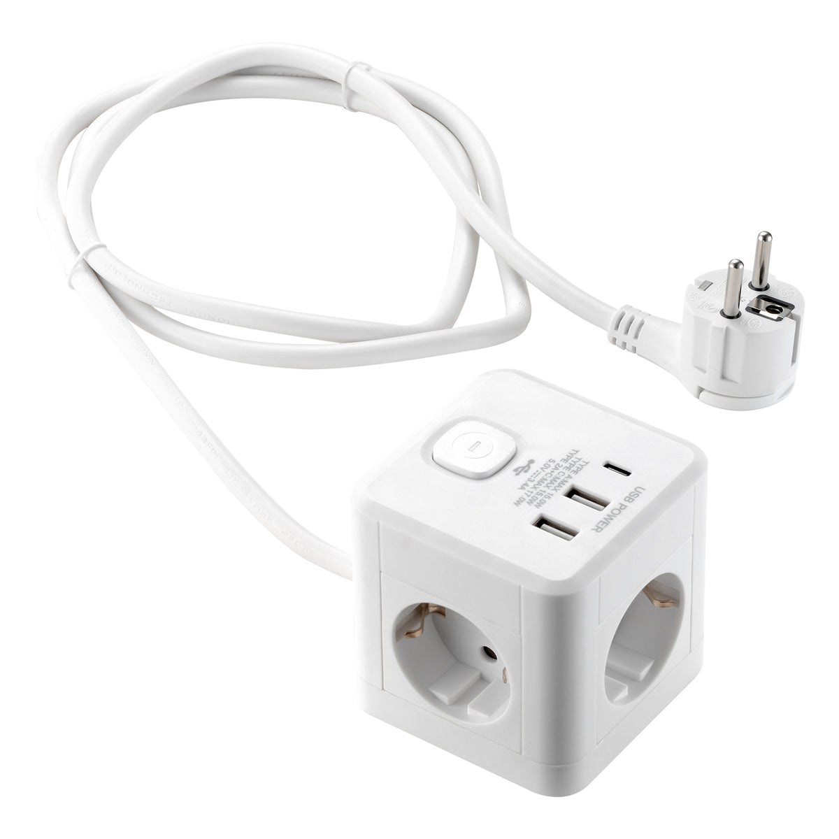 Trano Tischsteckdose 3-fach mit USB-A und USB-C PD 20 W