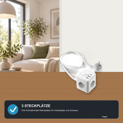Trano Tischsteckdose 3-fach mit USB-A und USB-C – Anwendung