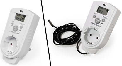 Steckdosen-Thermostat mit LC-Display und mit und ohne Außenfühler, 230V/16A, Temperaturregelung +5 °C bis +30 °C
