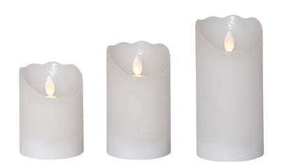 LED Echtwachs-Kerze in Weiß, 3 Größen, mit Timerfunktion, Batteriebetrieben, Innenbereich