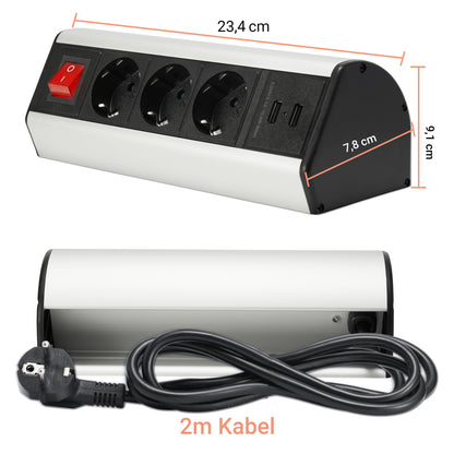 Möbel-Steckdose Schreibtisch Küche Büro Schalter Kabel USB Mehrfachsteckdose