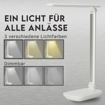 LED Schreibtischlampe dimmbar mit USB Anschluss schwenkbar 3 Lichtfarben weiß