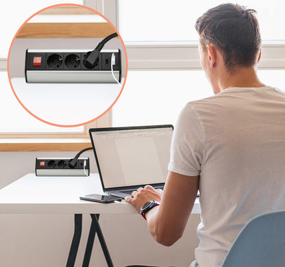 Möbel-Steckdose Schreibtisch Küche Büro Schalter Kabel USB Mehrfachsteckdose
