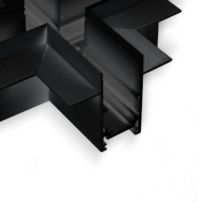 Trano Verbinder für 20 mm Einbau‑Magnetschienen – L, T & X – 90° Verbindungen, Aluminium, IP20, Schwarz, inkl. Montagezubehör, magnetisches 48V System